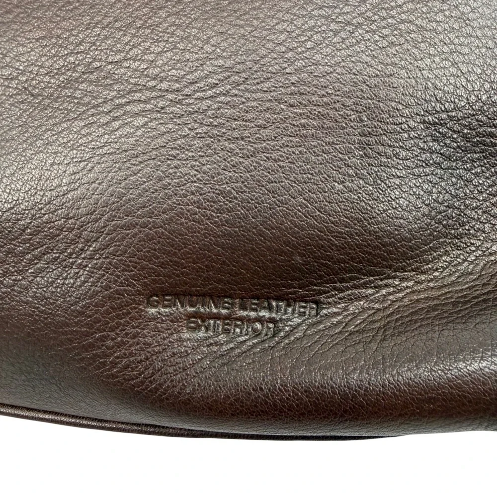 Buxton Cosmetic Bag Womens Large Brown Genuine Leather Travel Pouch Makeup